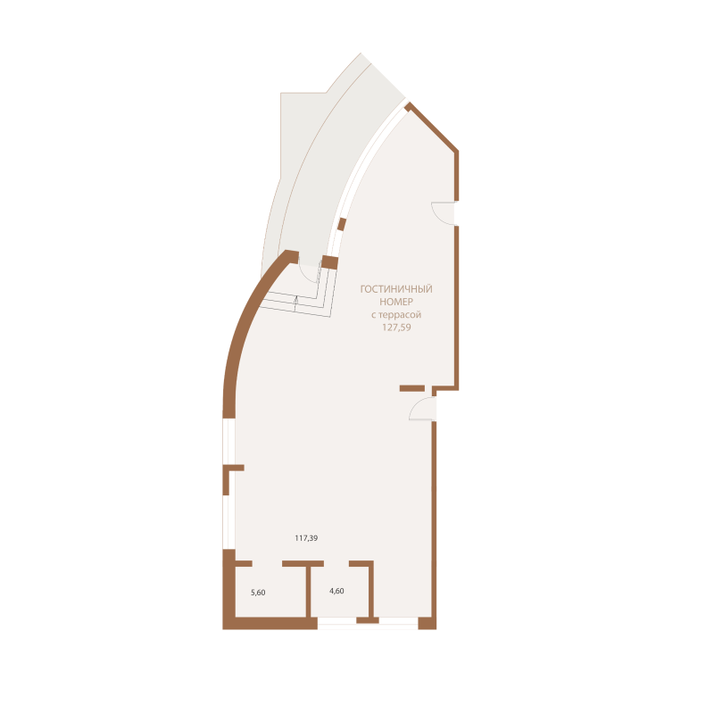 Планировка: 1-комнатная квартира, 127,59 м²